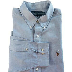 Ralph Lauren Classic Fit Shirt Mens Light Blue Cotton Long Sleeve Size 17 34/35